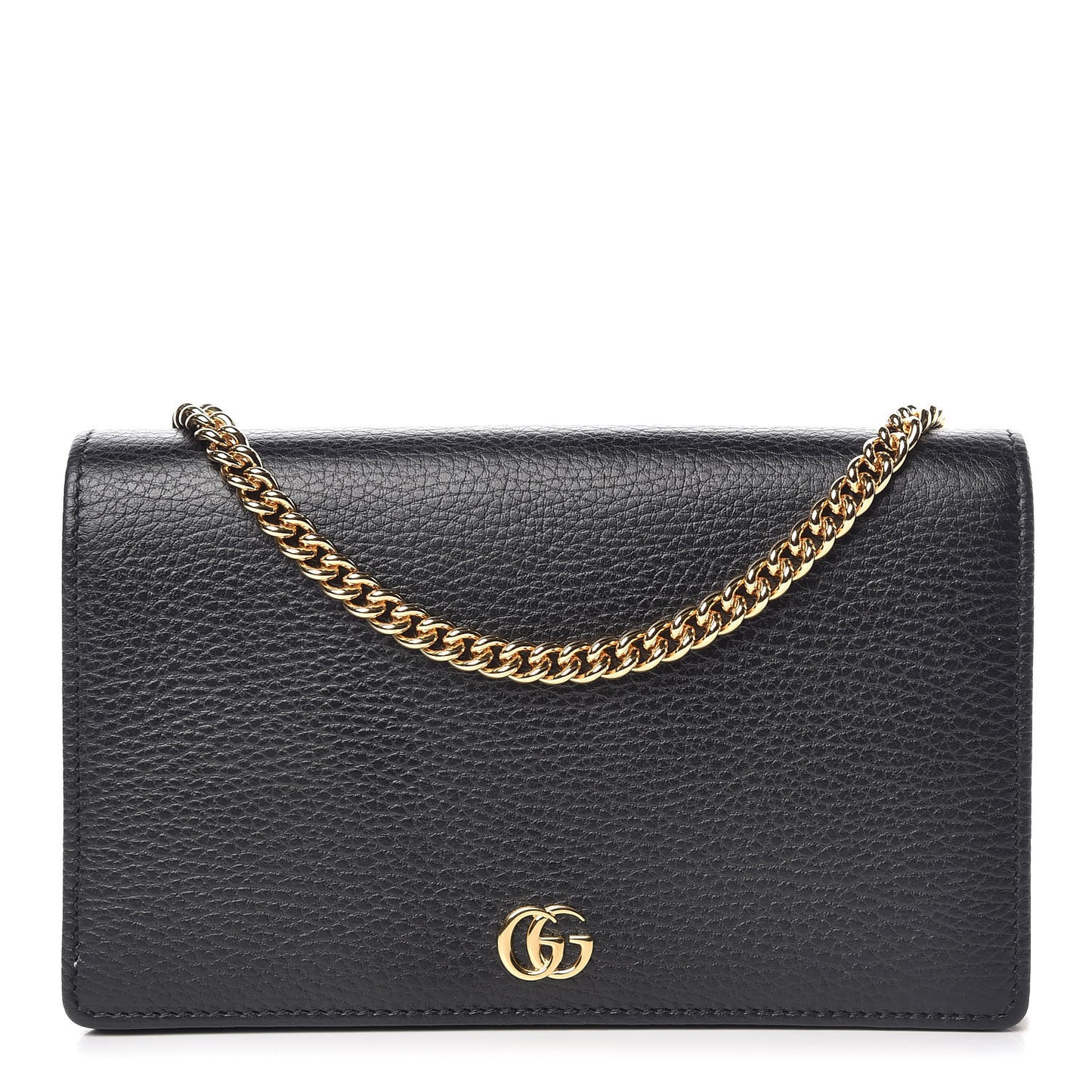 Dollar Calfskin Mini GG Marmont Chain Wallet Black
