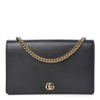 Gucci Dollar Calfskin Mini GG Marmont Chain Wallet Black 1 of 9