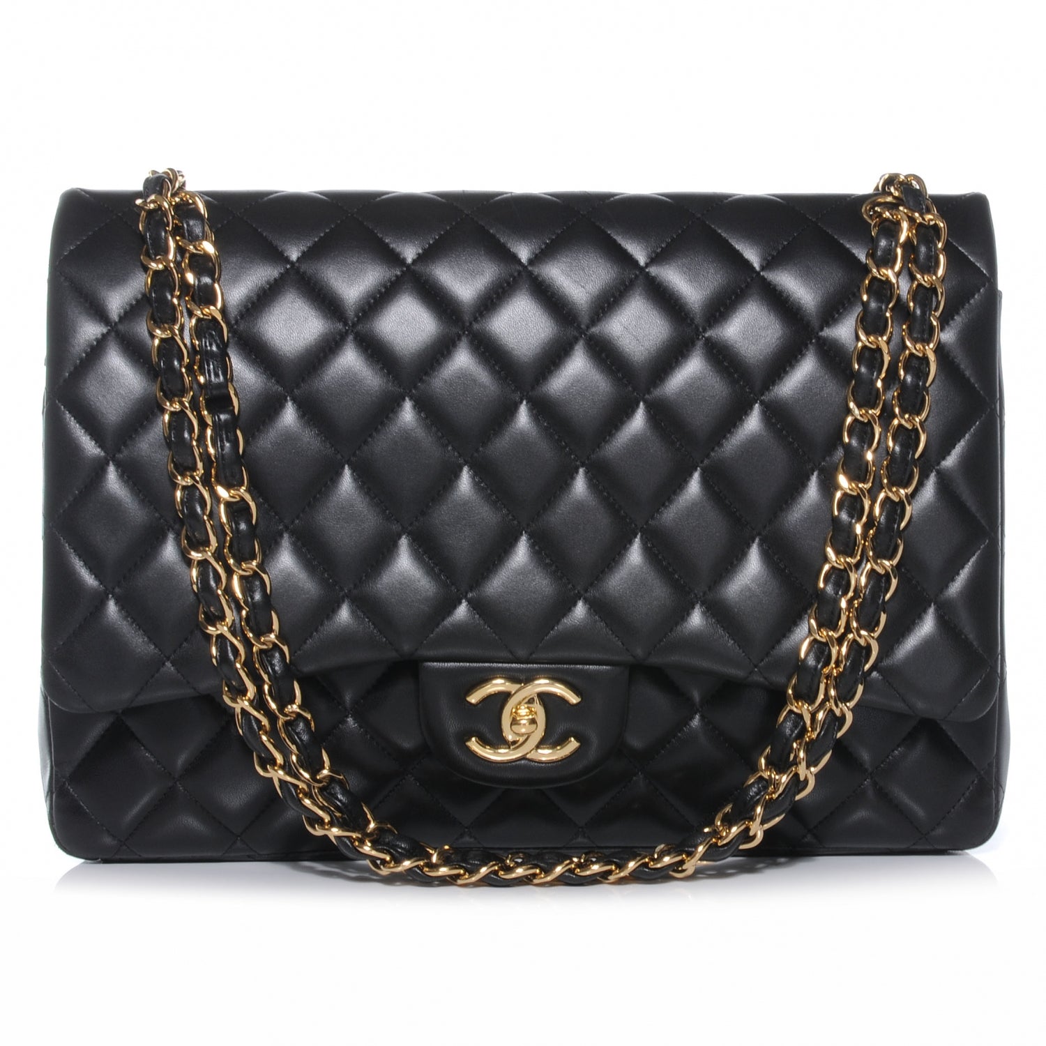 Chanel Lambskin Quilted Maxi Double Flap Black 1 of 10