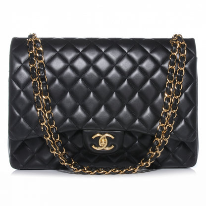 Chanel Lambskin Quilted Maxi Double Flap Black 1 of 10