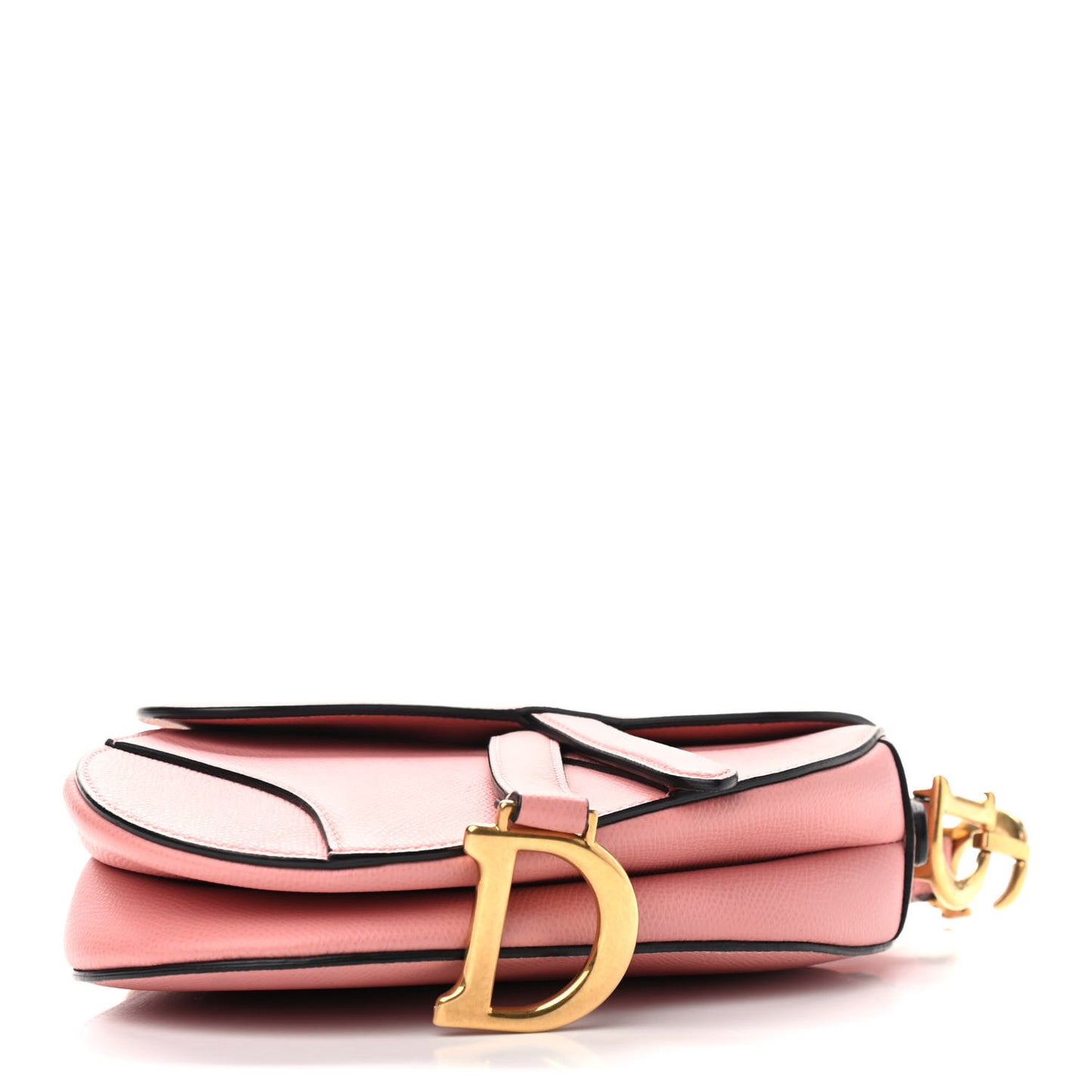 Grained Calfskin Mini Saddle Bag Pink