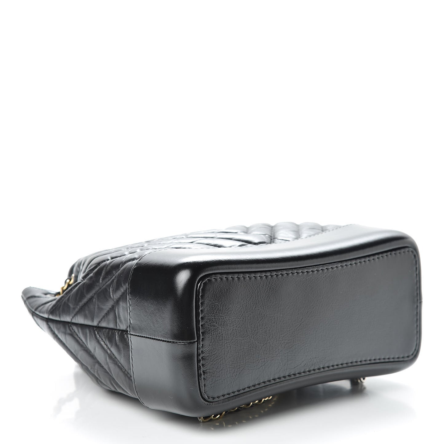 Aged Calfskin Chevron Quilted Small Gabrielle Backpack Black
