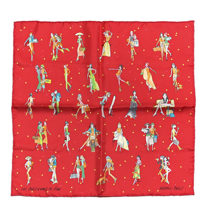 Hermes Silk Les Parisiennes De Kiraz Pocket Square 1 of 4