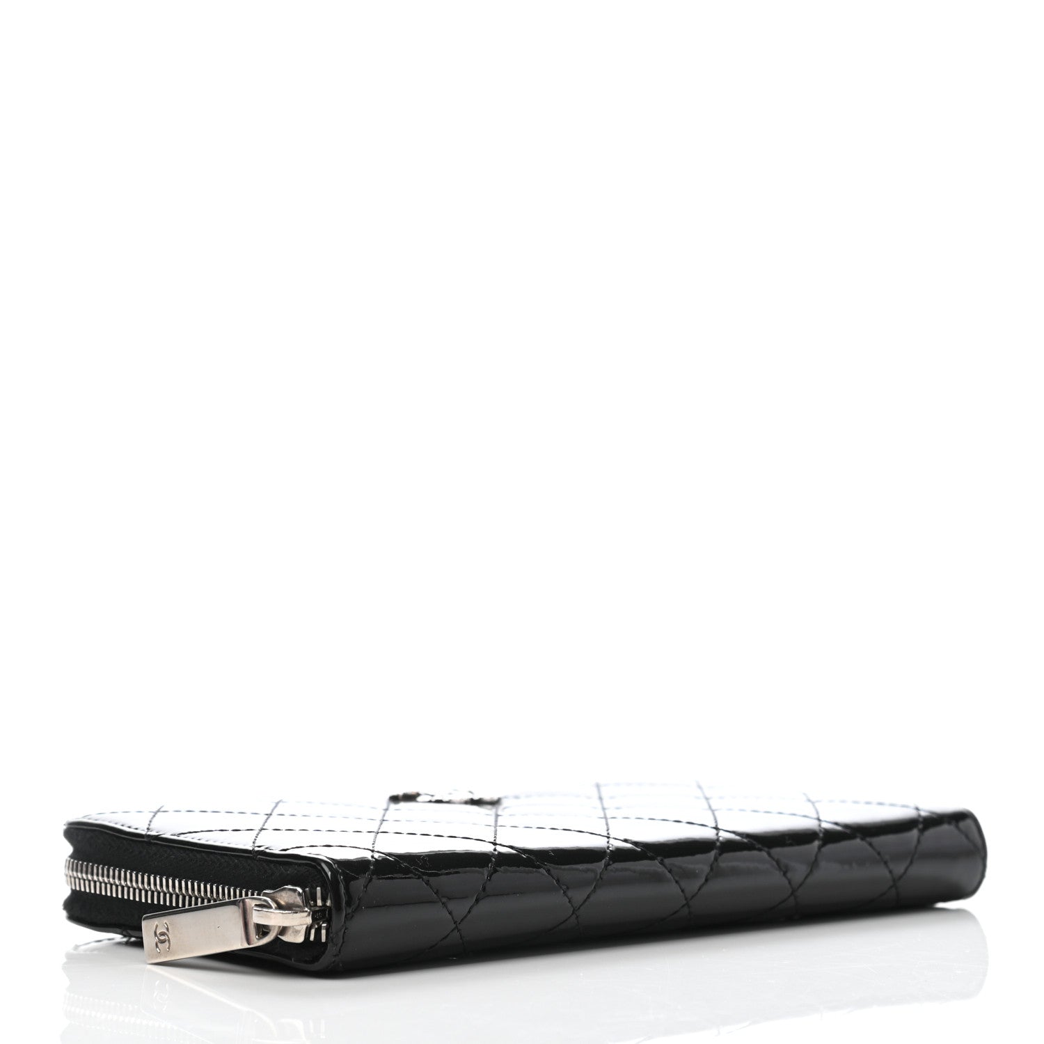Chanel Patent Quilted Brilliant Zip Around Wallet Black 4 of 8