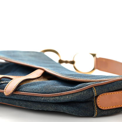 Christian Dior Denim Calfskin Saddle Bag Blue 9 of 11