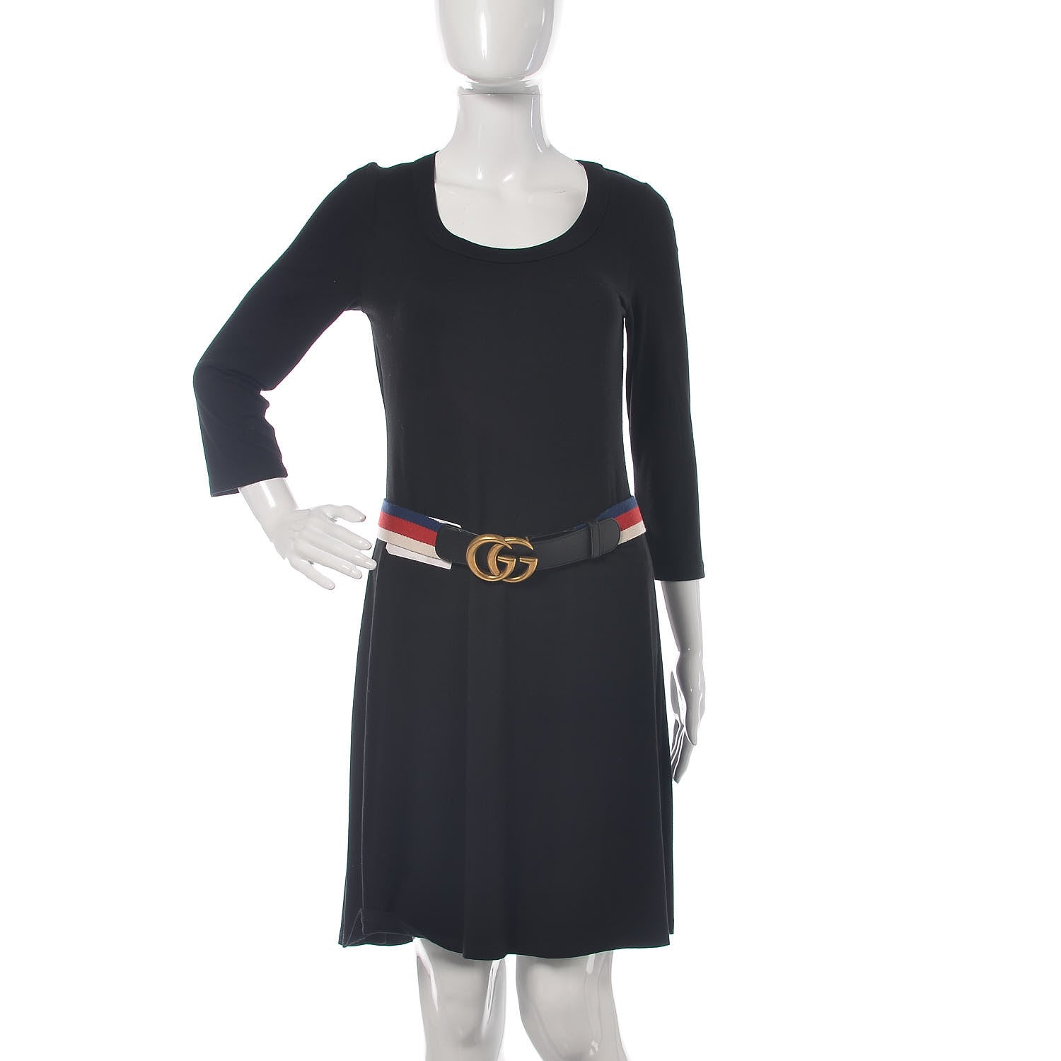 Gucci Nylon Calfskin Sylvie Web Double G 40mm Belt 85 34 Mystic White Hibiscus Red Maritime Black 2 of 6