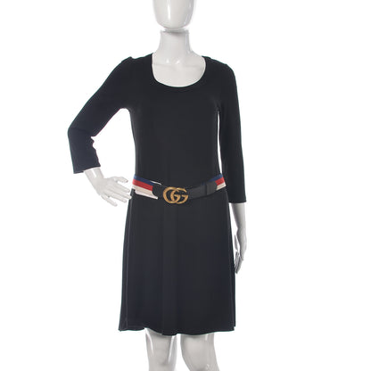 Gucci Nylon Calfskin Sylvie Web Double G 40mm Belt 85 34 Mystic White Hibiscus Red Maritime Black 2 of 6