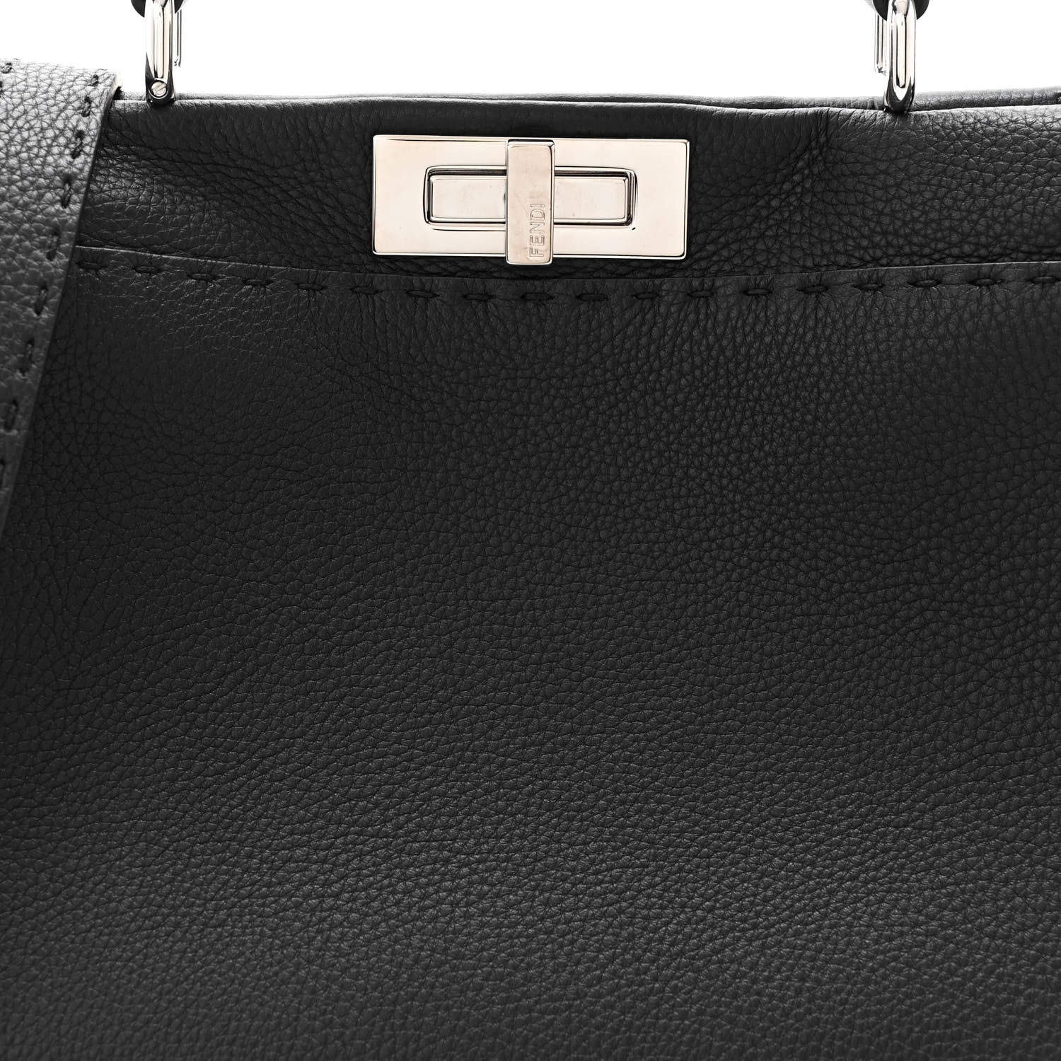 Fendi Cuoio Romano Selleria Bi-Color Medium Peekaboo Iconic Satchel Black Mou 9 of 12