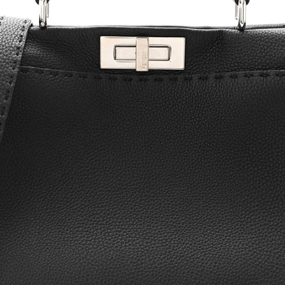 Fendi Cuoio Romano Selleria Bi-Color Medium Peekaboo Iconic Satchel Black Mou 9 of 12
