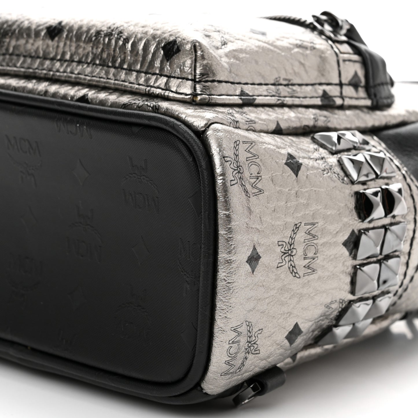 Metallic Visetos Studded X-Mini Bebe Boo Backpack Silver