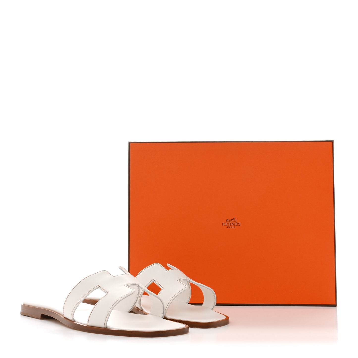 Box Calfskin Oran Sandals 38 White