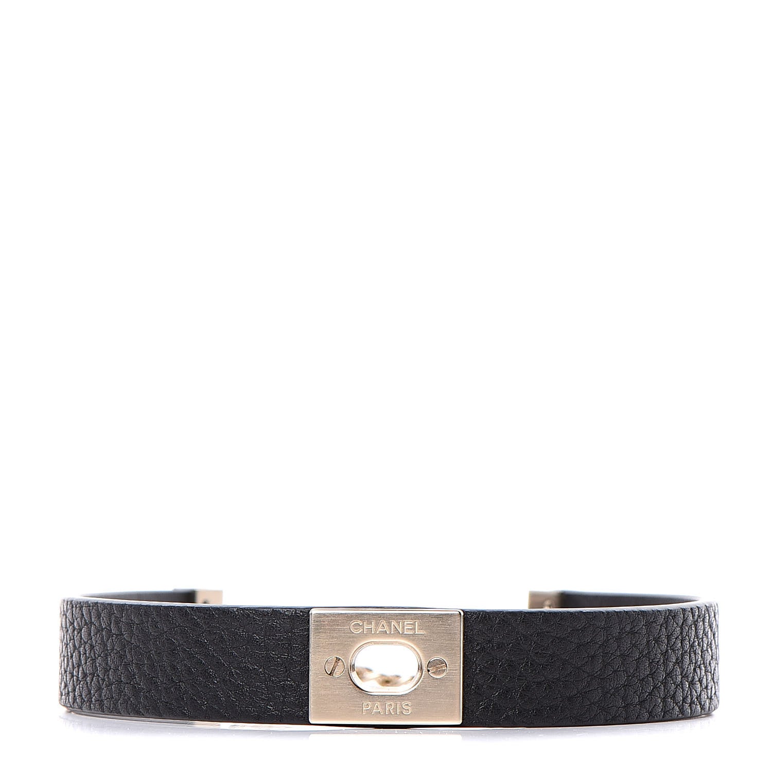Chanel Calfskin CC Choker Black Gold 1 of 6