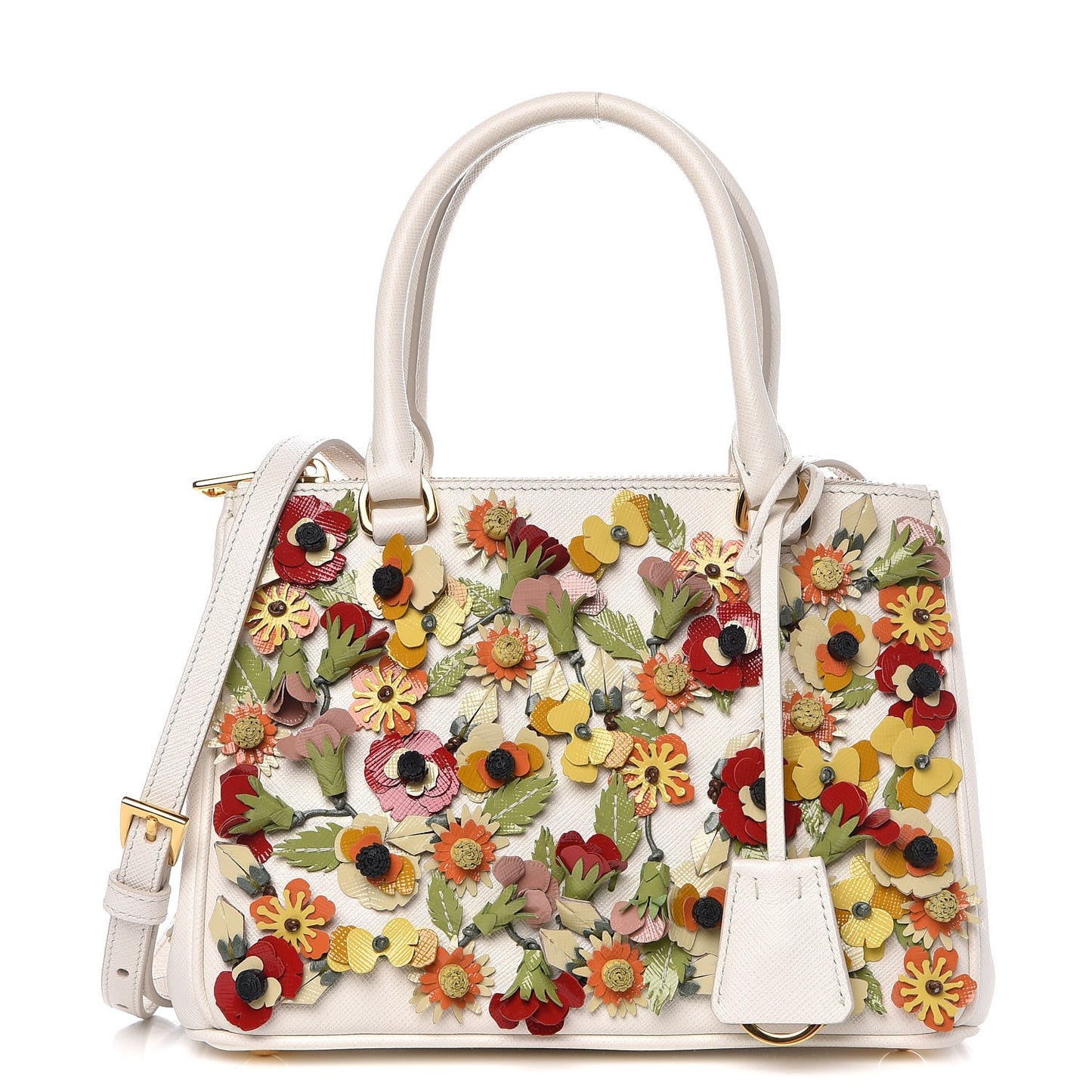 Saffiano Small Galleria Double Zip Garden Tote Bianco