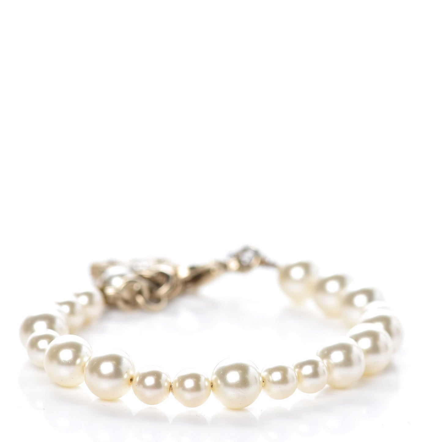 Pearl Crystal CC Bracelet Gold