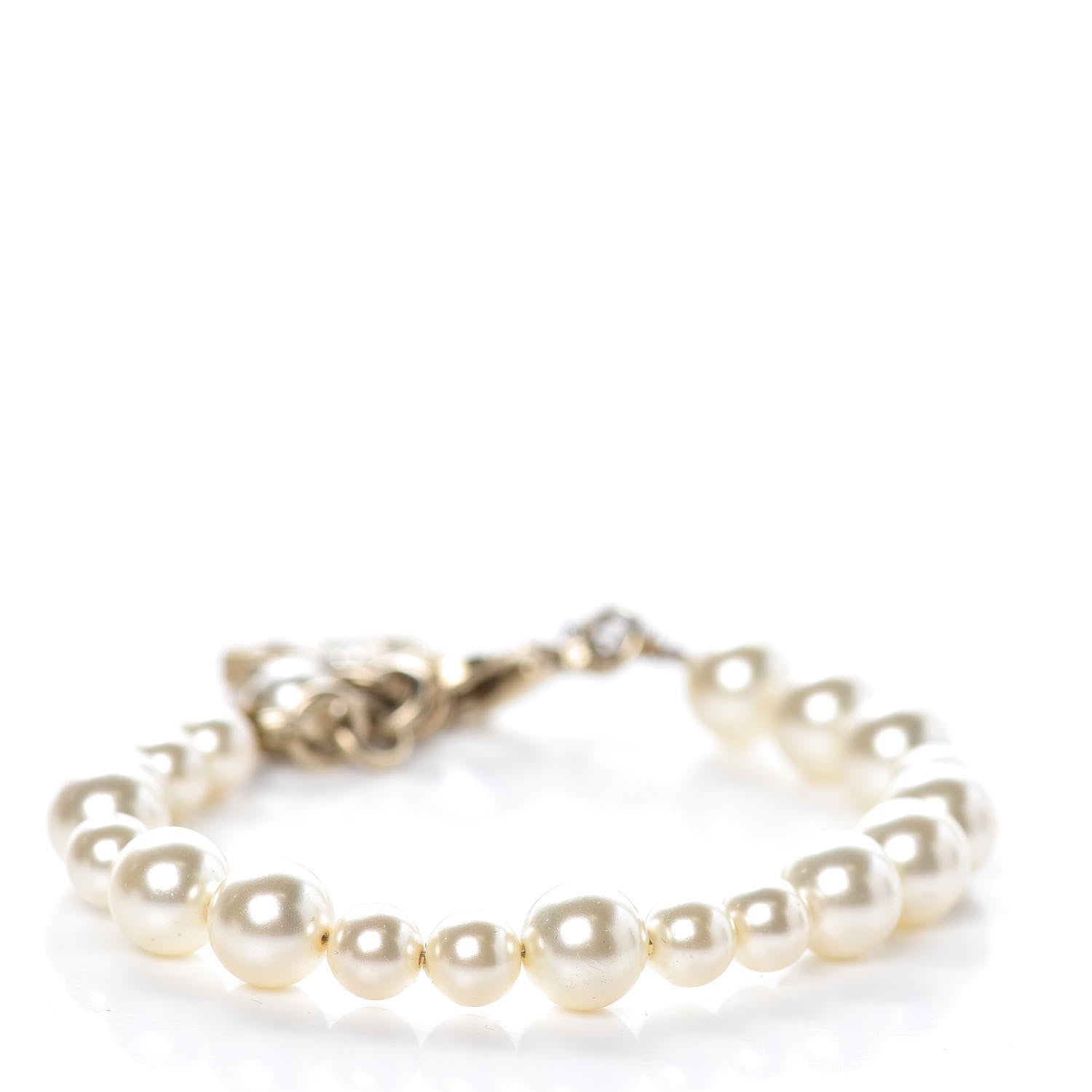 Chanel Pearl Crystal CC Bracelet Gold 3 of 7