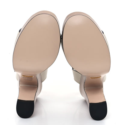 Gucci Cosmos Softy Calfskin Wooden Interlocking G Cut-Out 30/120mm Platform Sandals 35 Mystic White 6 of 10