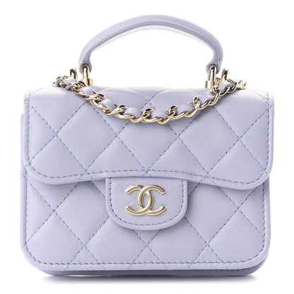 Chanel Lambskin Quilted Top Handle Flap Coin Purse With Chain Light Purple 1 of 10