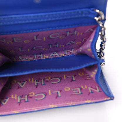 Chanel Lambskin Quilted Flap Card Holder On Chain Blue 4 of 10