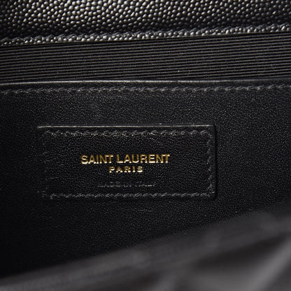 Saint Laurent Grain De Poudre Textured Mixed Matelasse Triquilt Medium Monogram Satchel Black 6 of 10