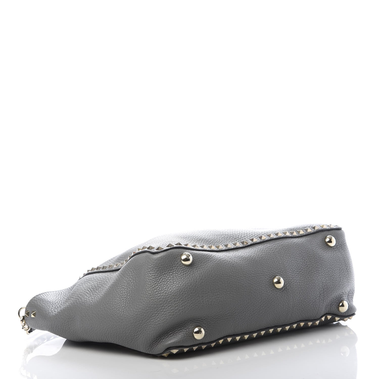 Valentino Garavani Pebbled Calfskin Medium Rockstud Tote Grey 4 of 11