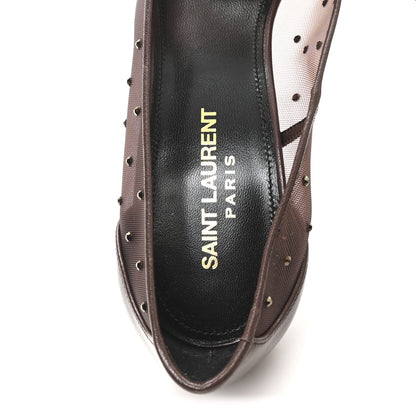Saint Laurent Rhinestone Mesh 105 Anja Pumps 39 Deep Brown 8 of 9