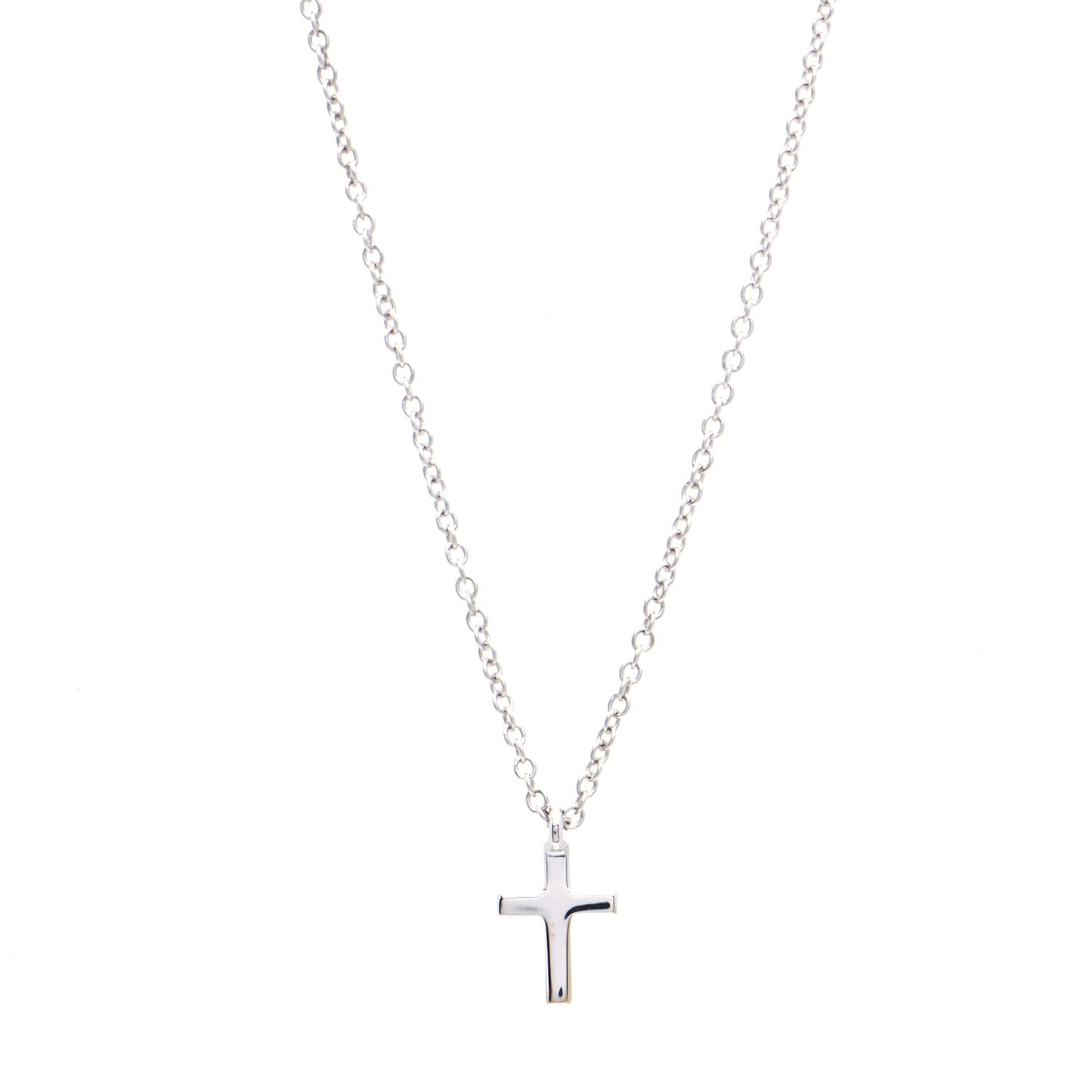 18K White Gold Diamond Mini Cross Pendant Necklace