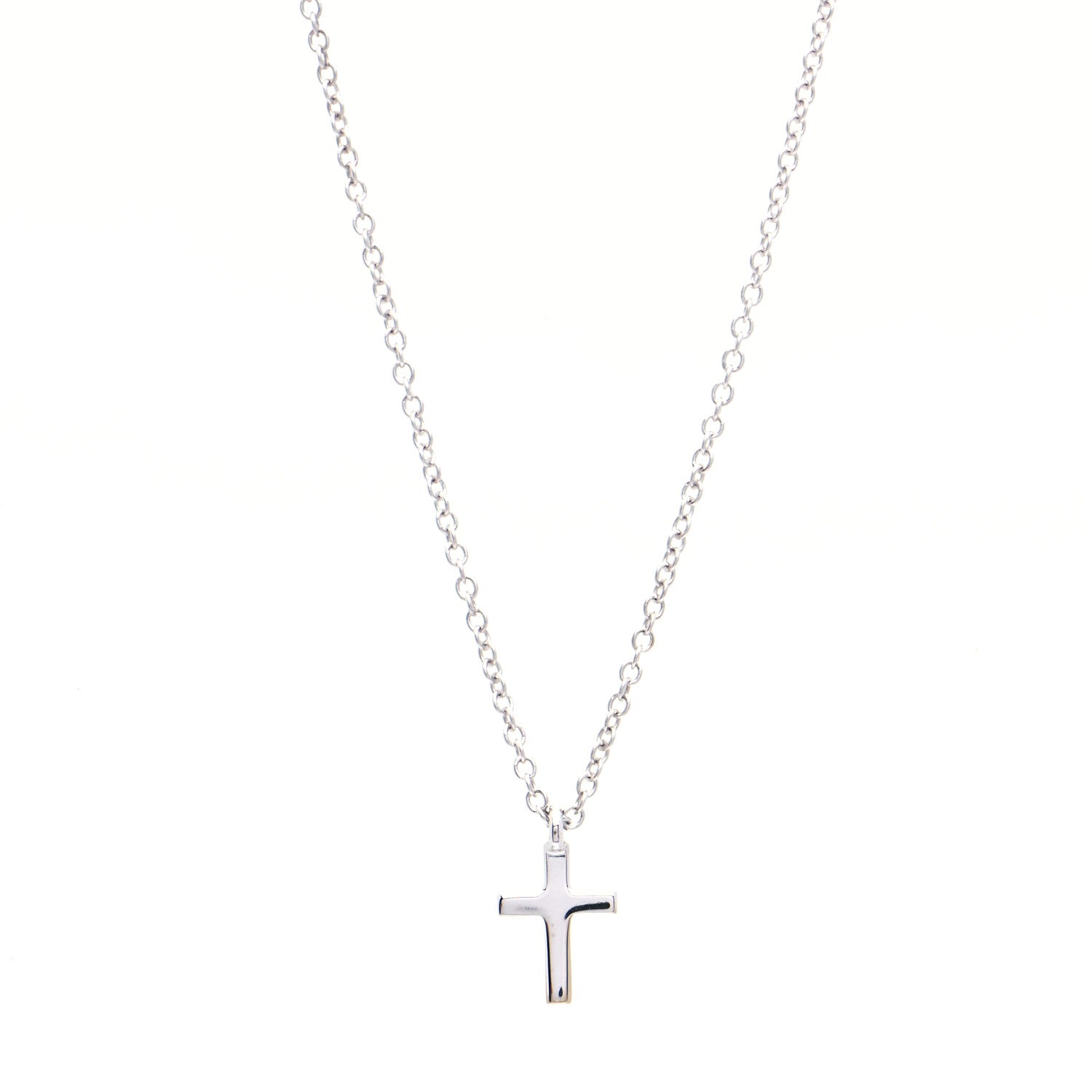 Tiffany 18K White Gold Diamond Mini Cross Pendant Necklace 4 of 6