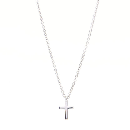 Tiffany 18K White Gold Diamond Mini Cross Pendant Necklace 4 of 6