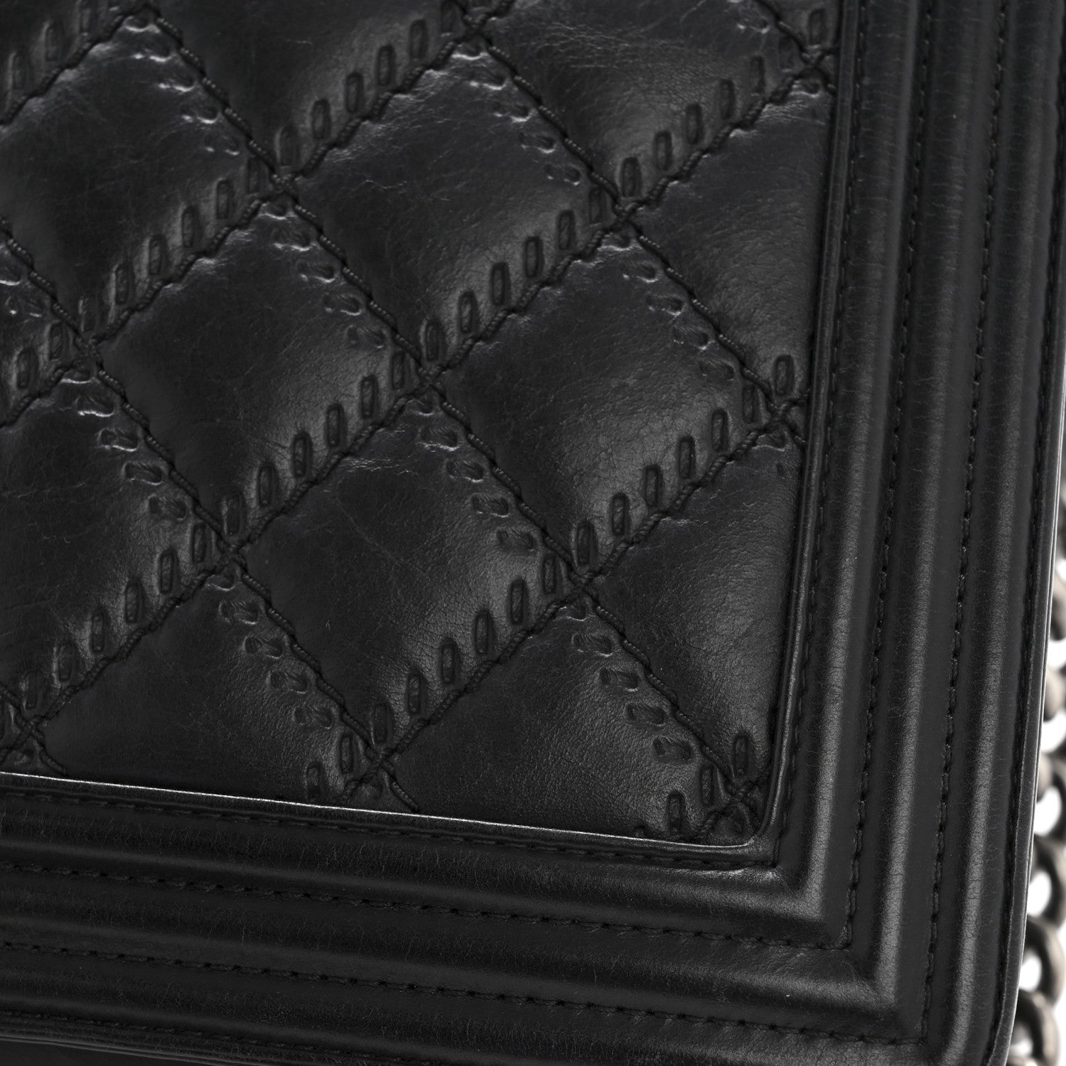Chanel Calfskin Embossed Stitch Large Boy Flap Black 14 of 14