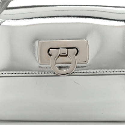 Salvatore Ferragamo Metallic Calfskin Gancini Credit Card Holder With Strap Argento 8 of 10