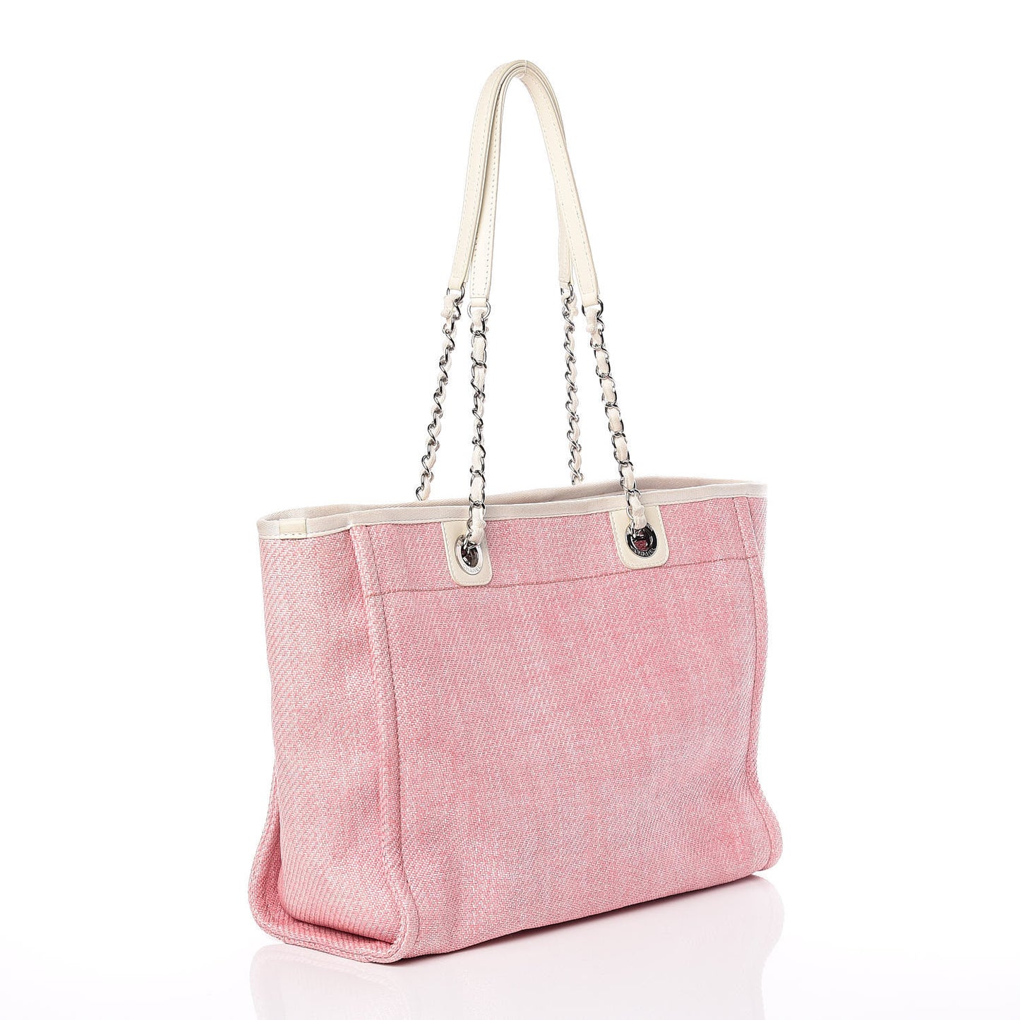 Woven Straw Raffia Small Deauville Tote Pink