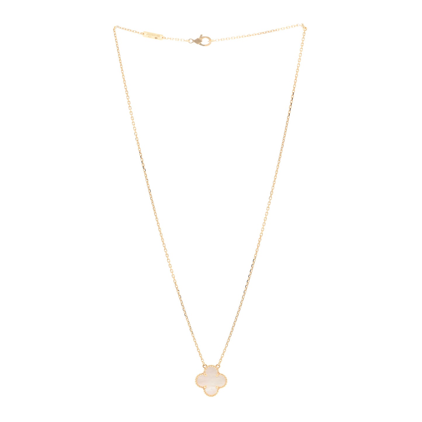 18K Yellow Gold Mother of Pearl Vintage Alhambra Pendant Necklace