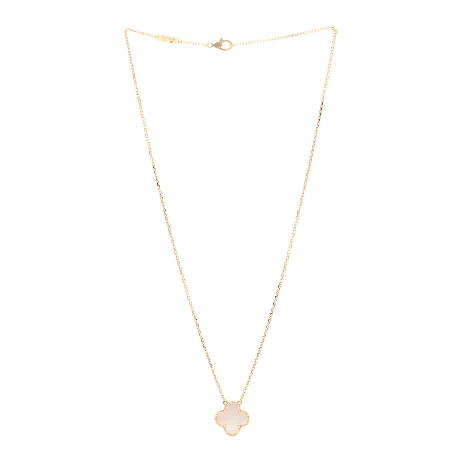 Van Cleef & Arpels 18K Yellow Gold Mother of Pearl Vintage Alhambra Pendant Necklace 3 of 5