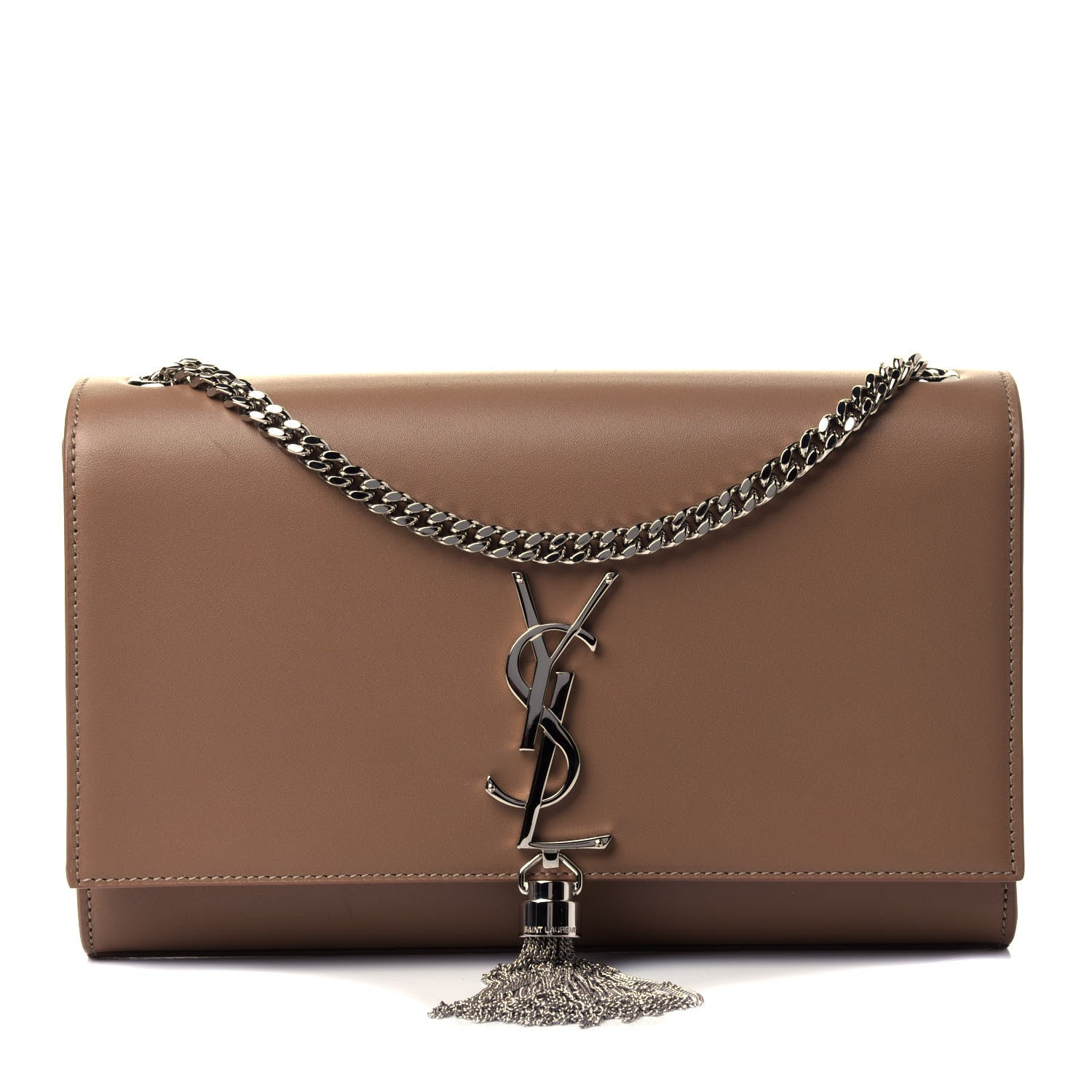Saint Laurent Smooth Calfskin Medium Classic Monogram Kate Tassel Satchel Dark Beige 1 of 4