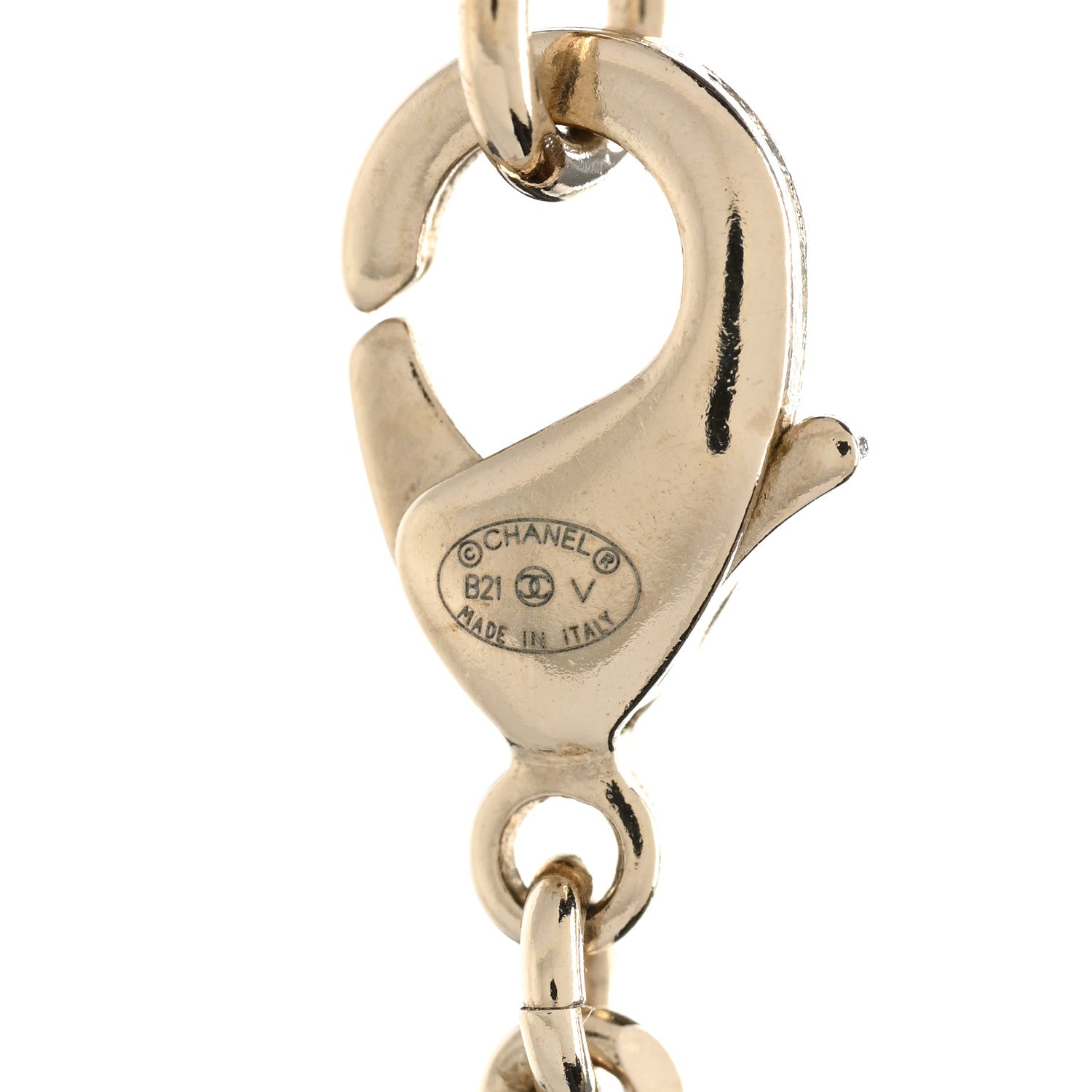 Chanel Crystal Dog Tag Chain Necklace Gold 4 of 7