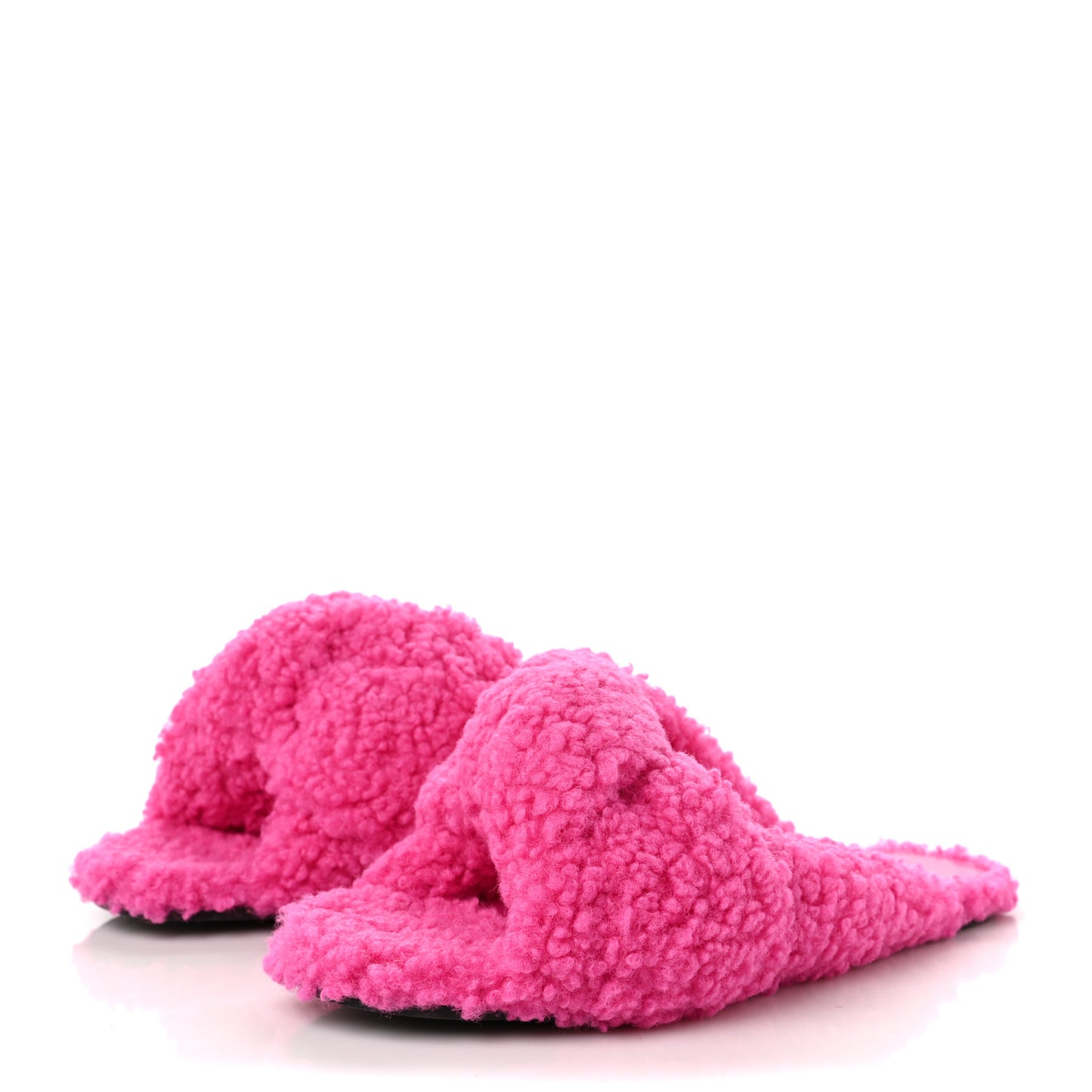 Faux Shearling Drapy Slide Sandals 37.5 Pink