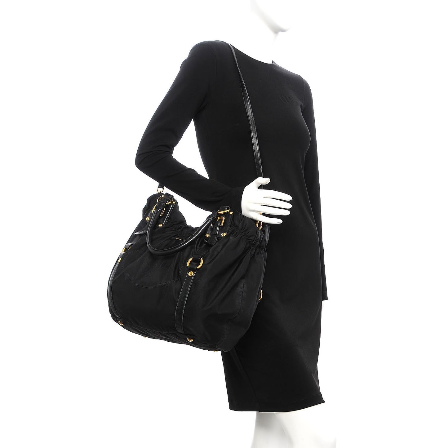 Tessuto Nylon Jacquard Logo Tote Nero Black