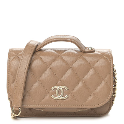 Chanel Caviar Quilted Business Affinity Clutch With Chain Flap Dark Beige 1 of 12