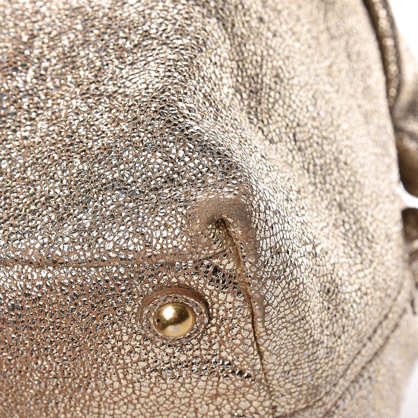 Volcano Crackled Calfskin Medium Easy Y Bag Gold