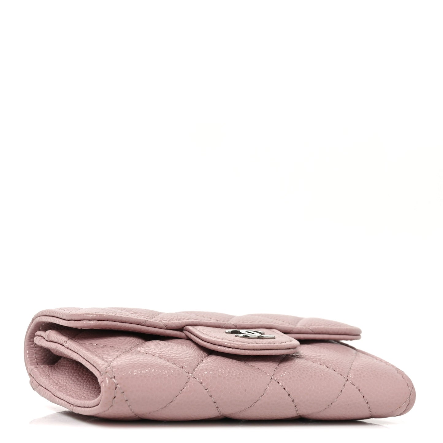 Caviar Quilted Flap Card Holder Wallet Light Pink