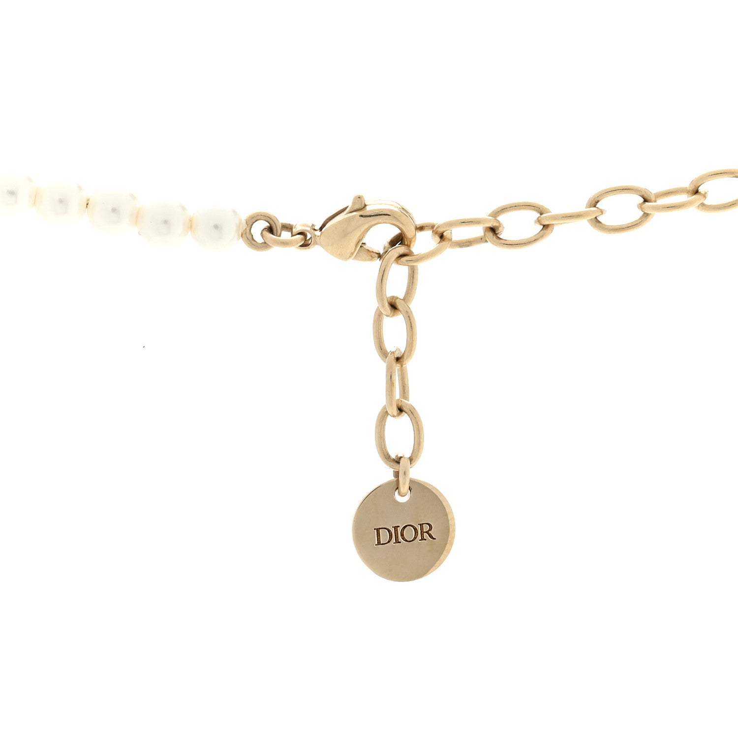 Christian Dior Crystal Pearl Le Coeur des Papillons Necklace Gold White Red 3 of 3