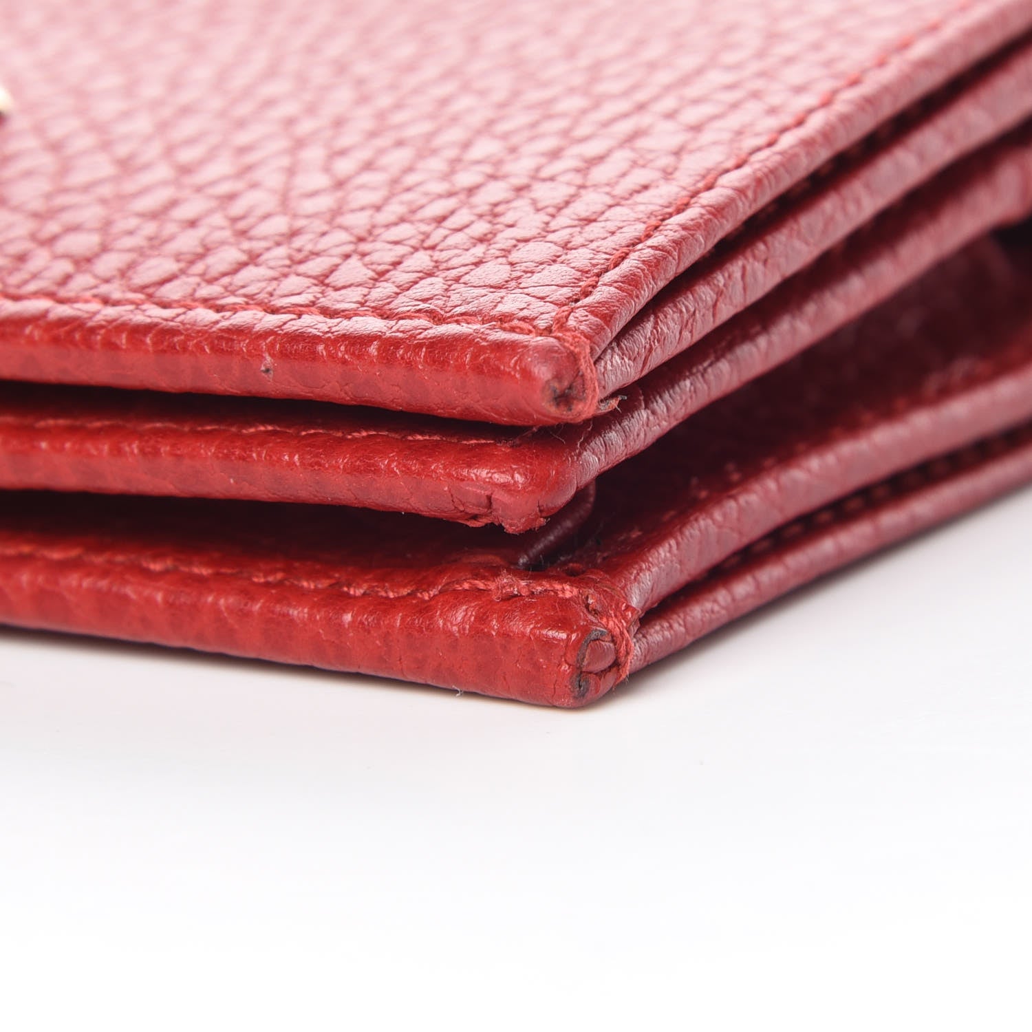 Gucci Pebbled Calfskin GG Marmont Card Case Hibiscus Red 9 of 9