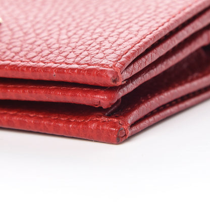 Gucci Pebbled Calfskin GG Marmont Card Case Hibiscus Red 9 of 9