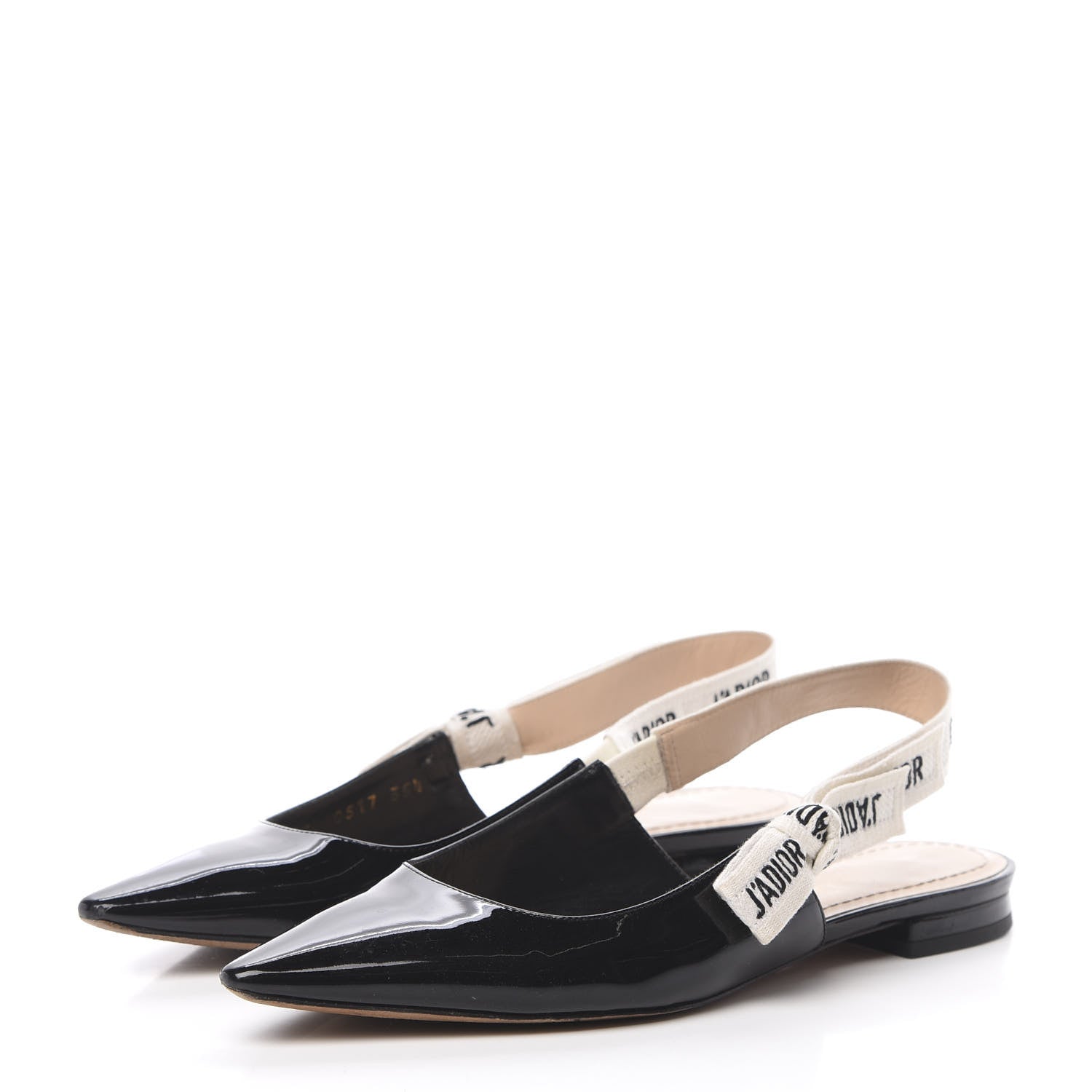 Christian Dior Patent Ribbon J'Adior Slingback Ballet Flats 35.5 Black 3 of 11