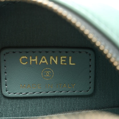 Chanel Goatskin Quilted Chanel 19 Round Clutch With Chain Light Blue 6 of 10