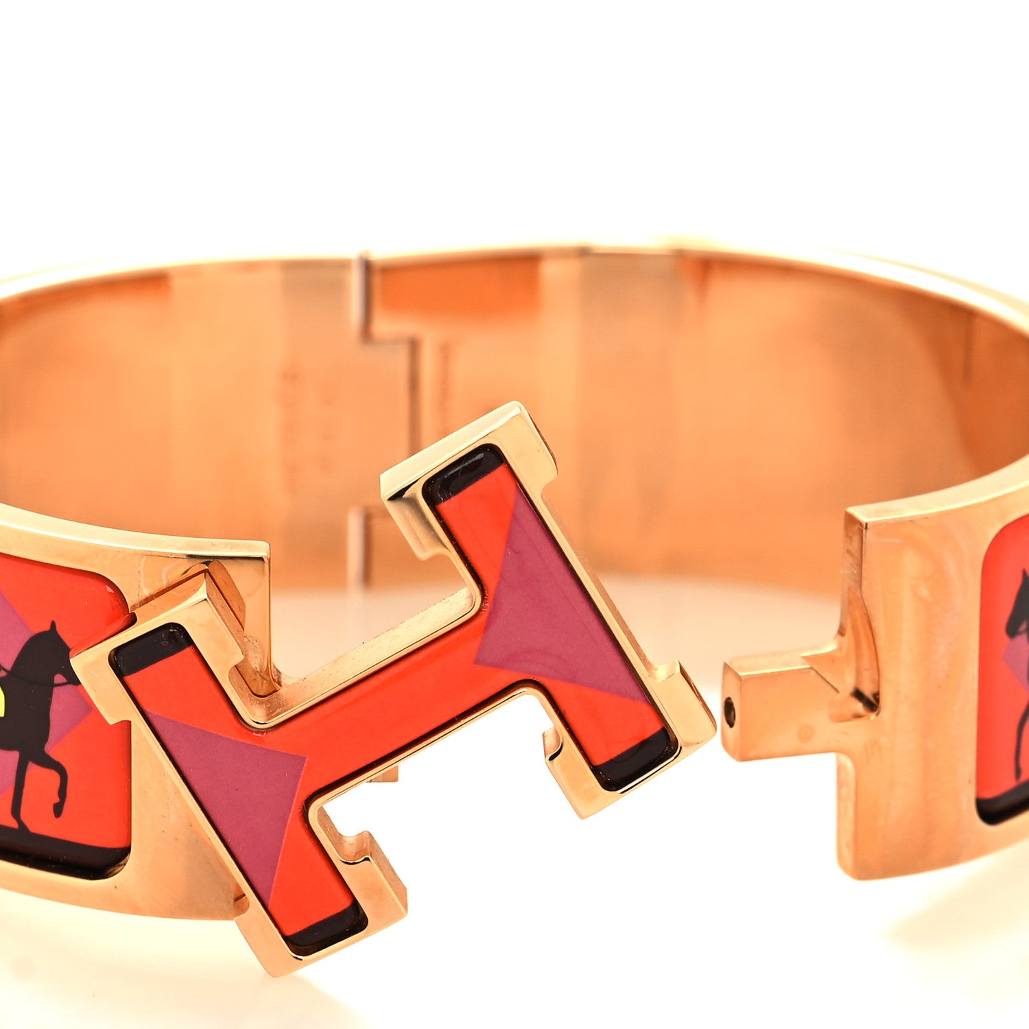 Hermes Enamel Les Allures Wide Clic H Bracelet PM Scarlet 4 of 5