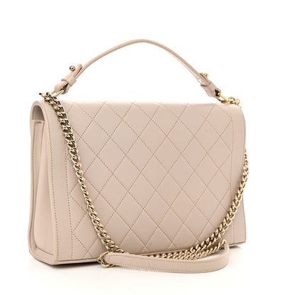 Chanel Grained Calfskin Quilted Large Label Click Flap Bag Light Beige 2 of 13