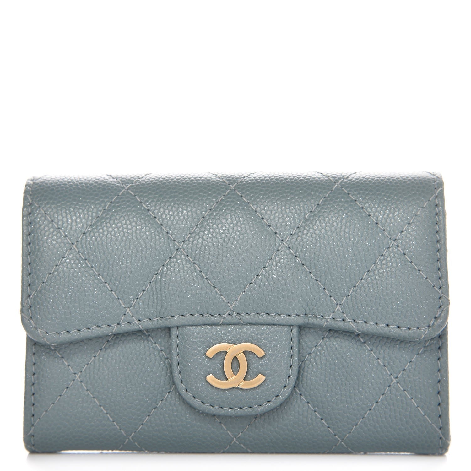 Chanel Iridescent Caviar Quilted Card Holder Light Blue 1 of 9