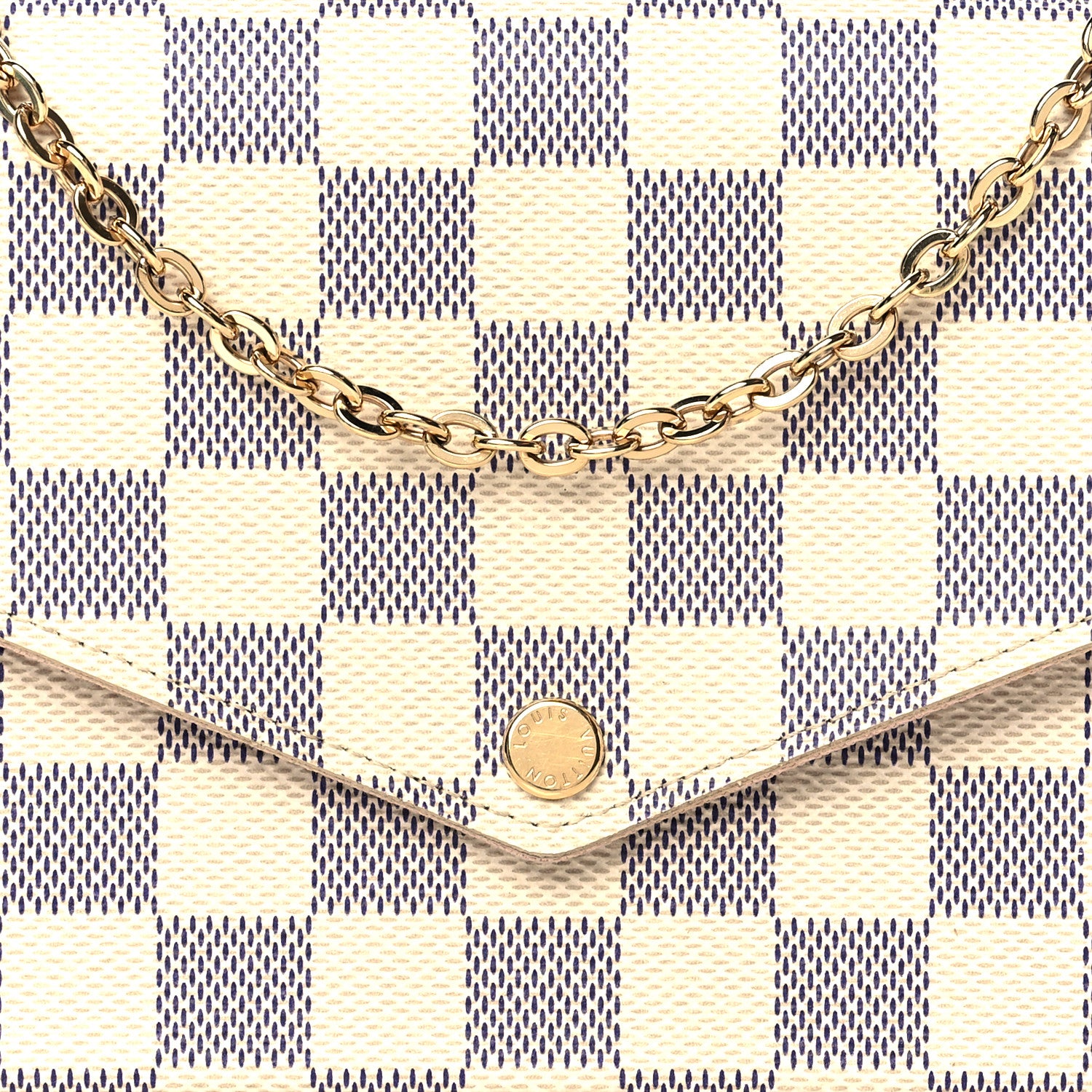 Louis Vuitton Damier Azur Pochette Felicie Chain Wallet Rose Ballerine 8 of 12