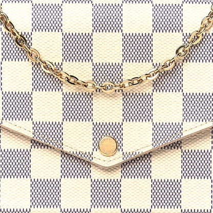 Louis Vuitton Damier Azur Pochette Felicie Chain Wallet Rose Ballerine 8 of 12